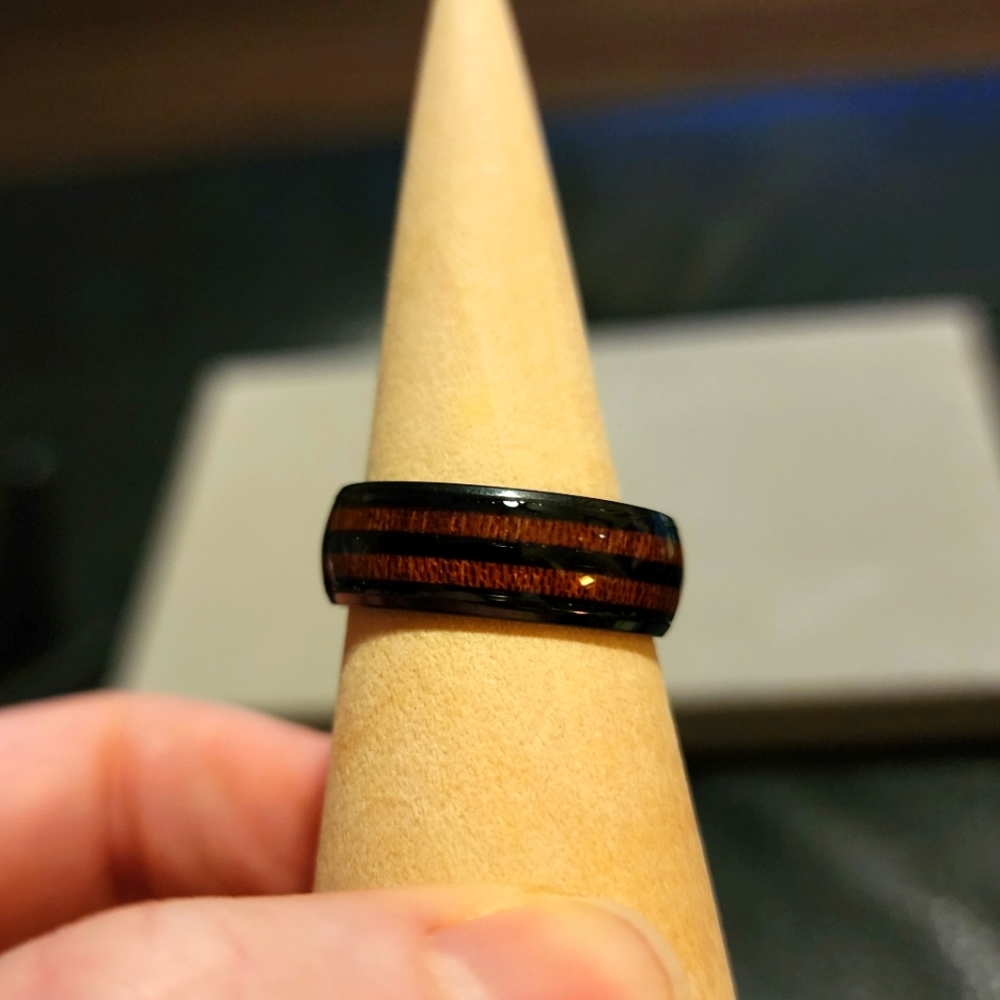 Men's Black and Brown Ring